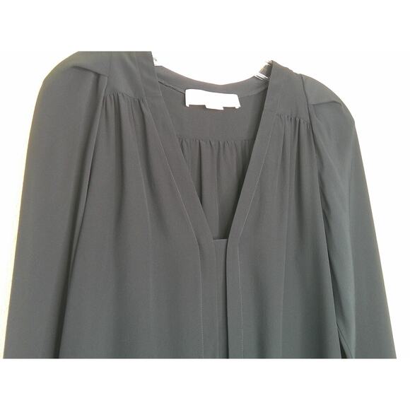 Stella McCartney Black V Neck Gathered Front Back Long Sleeve Silk Blouse 42 - Picture 7 of 16